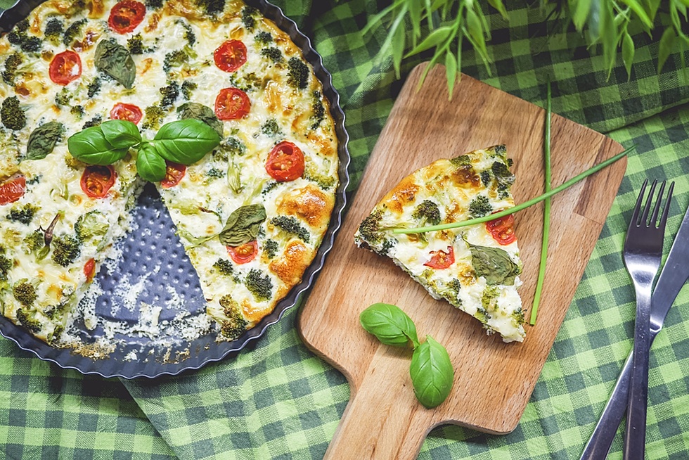 Baked Healthy Fitness Broccoli Pie with Basil