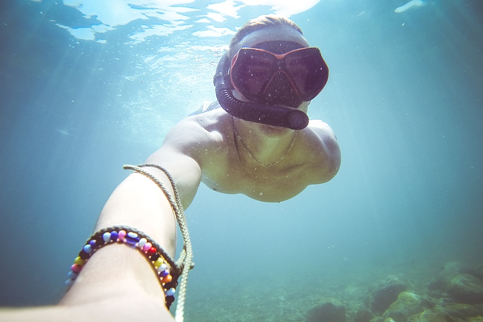 Underwater Diving/Snorkeling Selfie in The Sea